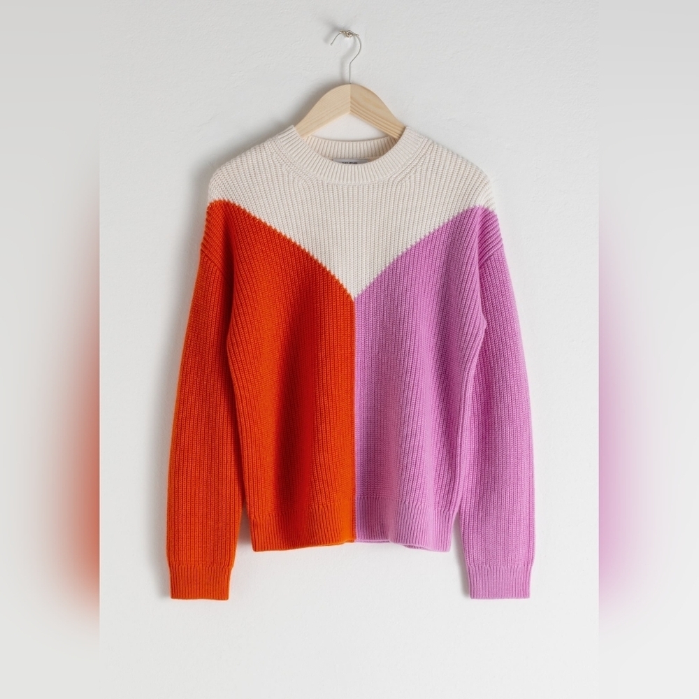 & Other Stories Wool Blend Color Block Sweater